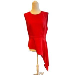 BCBG MAXAZRIA RED ASYMMETRICAL TOP L Structured Form